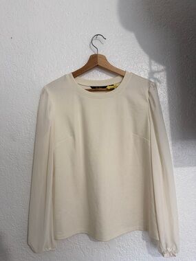Du Jour Cream Long Sleeve Puff-Sleeve Tee